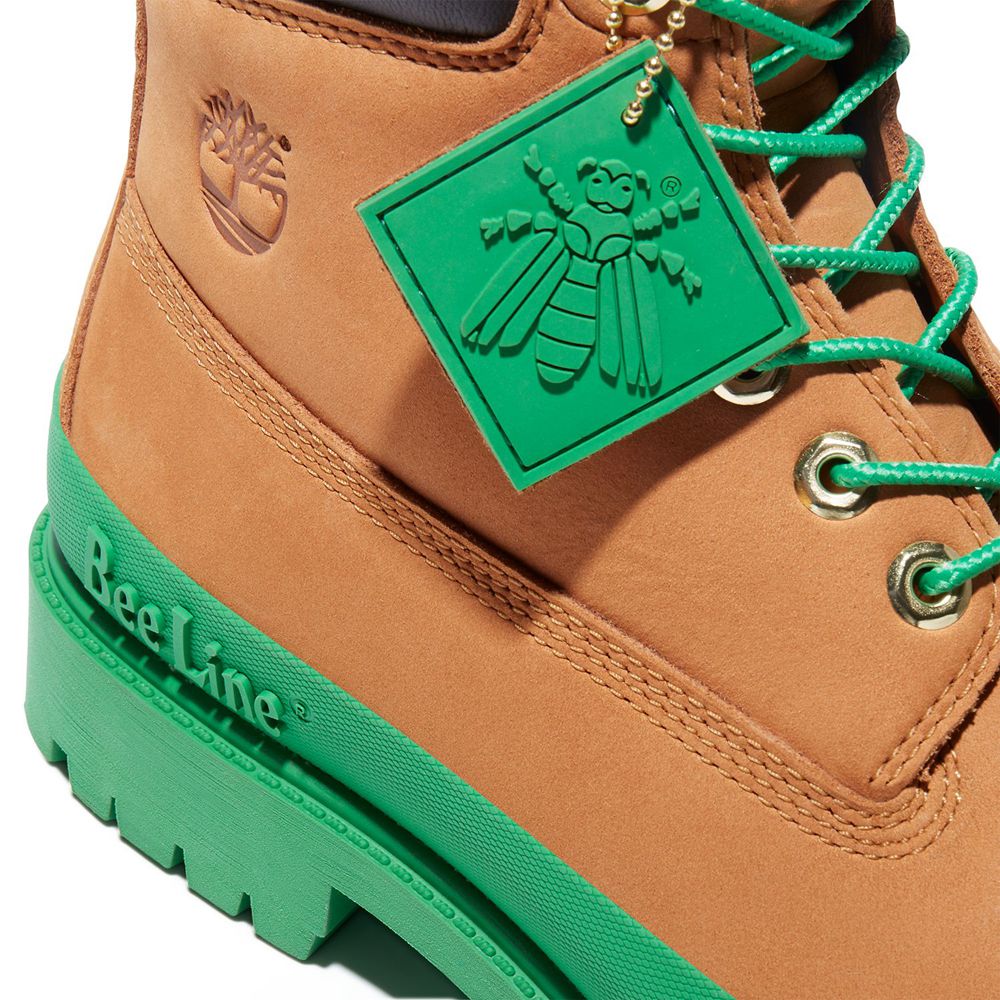 Bocanci 6-Inch Timberland Barbati Maro/Verzi - Bee Line X Waterproof Rubber Toe - Romania - DPJZBI19